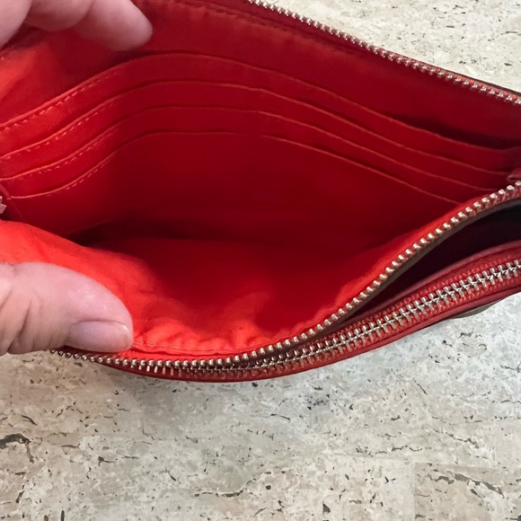 Coach Signature PVC Pop Pouch Khaki/Coral F52619 - Picture 8 of 9